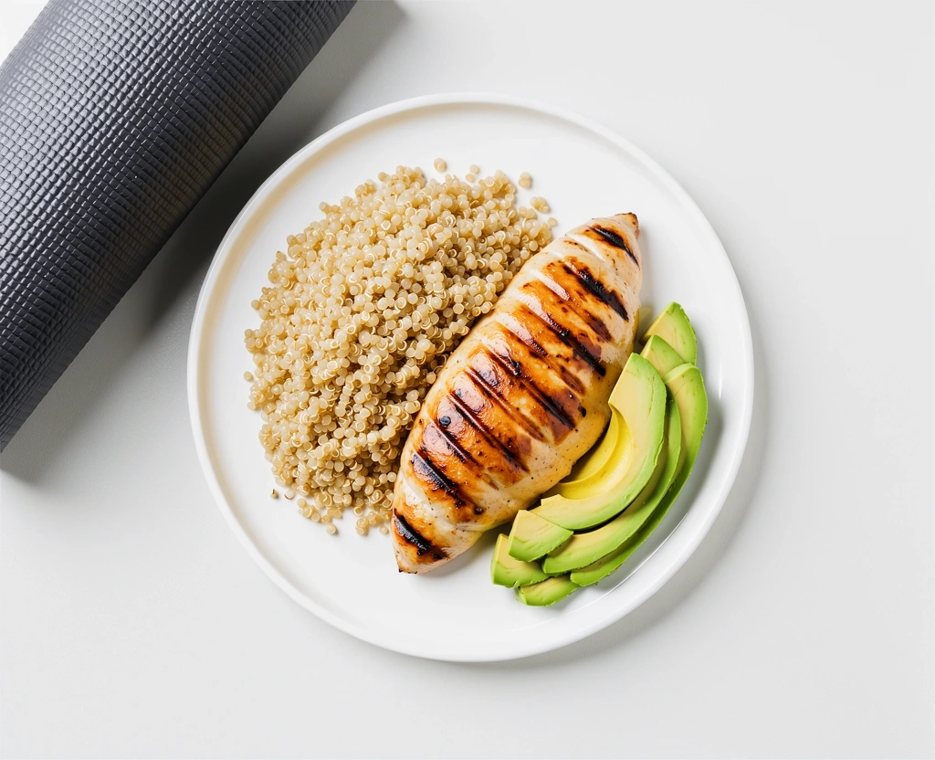 Plato equilibrado y esterilla de yoga